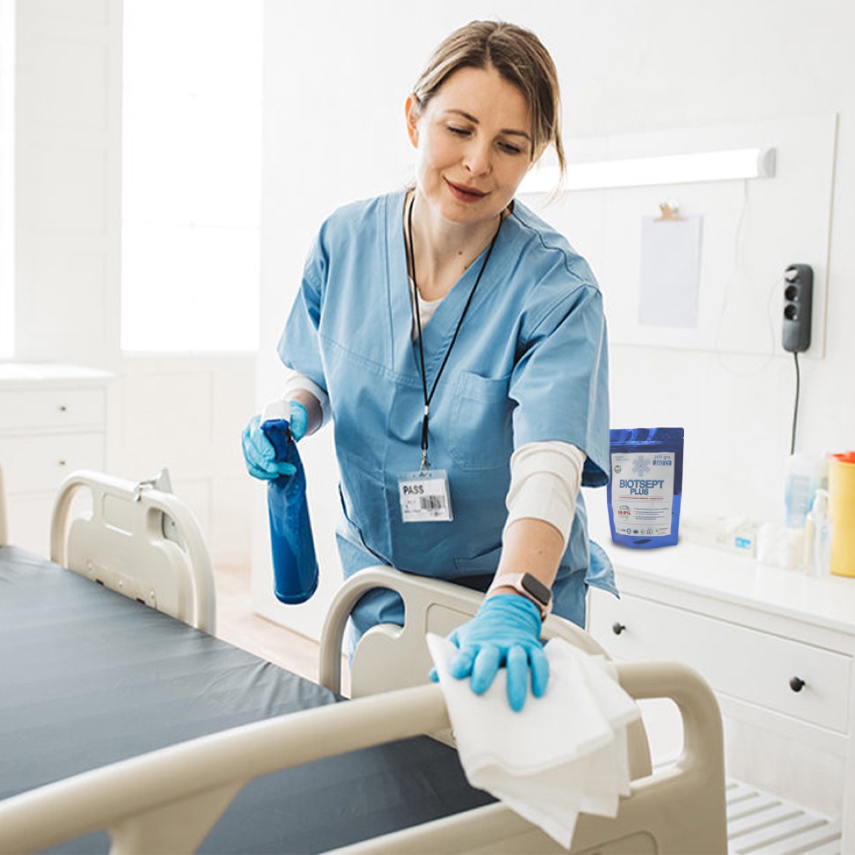 Desinfección de superficies en hospitales